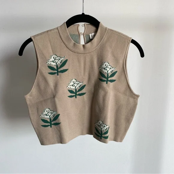 $155 NWT Rhode Jude Knit Top in Neutral Booti Sz Large - Picture 4 of 14